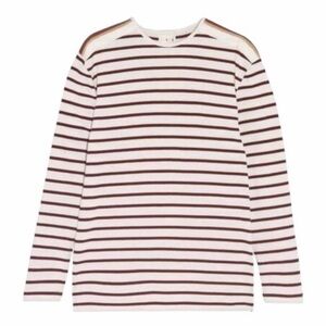 Victoria Beckham Striped Knot Grosgrain Trim Top in White and Maroon